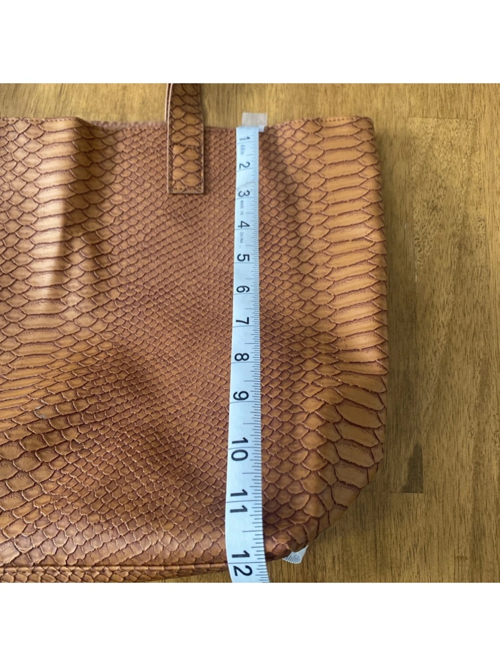 BLOOMINGDALES made exclusively for
Faux Snake-Embossed Tan Tote Bag - Picture 11 of 12